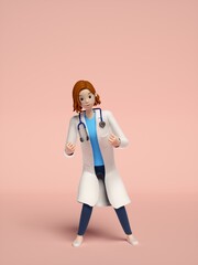 3D rendering of young women doctors