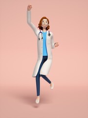 3D rendering of young women doctors
