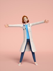 3D rendering of young women doctors