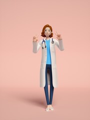 3D rendering of young women doctors