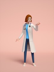 3D rendering of young women doctors