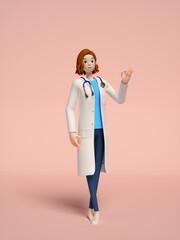 3D rendering of young women doctors
