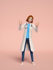 3D rendering of young women doctors