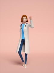 3D rendering of young women doctors