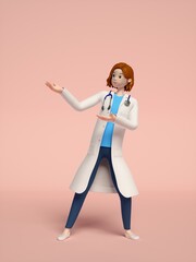 3D rendering of young women doctors