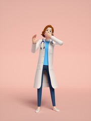 3D rendering of young women doctors