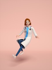 3D rendering of young women doctors