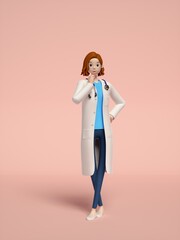 3D rendering of young women doctors