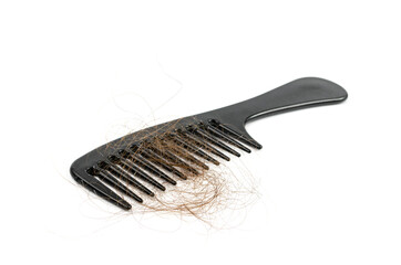 Comb with Hair Loss Isolated, Hair Fall on Brush, Scalp Health Care, Hair Losing, Baldness, Alopecia Concept