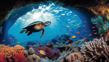 Underwater world art painting Generative AI