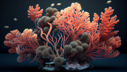 Naklejka na ściany i meble Art picture coral realistic Generative AI