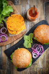 Fried chicken burger served 
