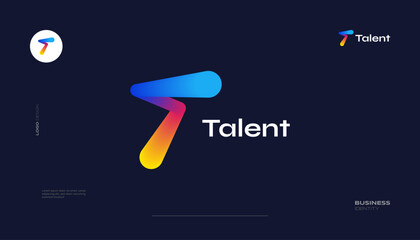 Creative and Vibrant Letter T Logo Design with Colorful Gradient Concept. T Logo with Blend Style for Business and Technology Brand Identity