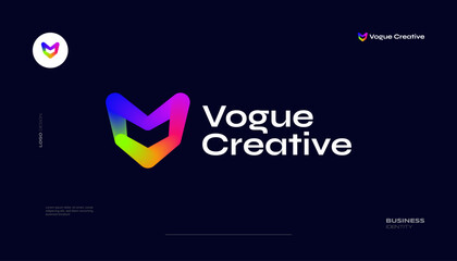 Creative and Vibrant Letter V Logo Design with Colorful Gradient Concept. V Logo with Blend Style for Business and Technology Brand Identity