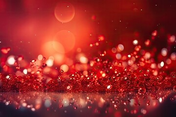 vibrant red background covered in water droplets. Generative AI