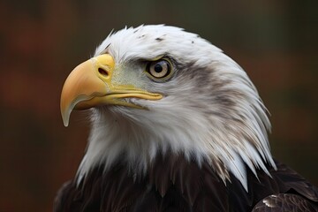 Obraz premium majestic bald eagle in a portrait style with a warm brown background. Generative AI