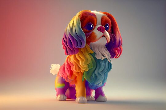 Cavalier king charles spaniel dog, dog animal dresses in fashion style generative ai