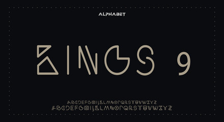 Title Bings Abstract Fashion Best font alphabet. Minimal modern urban fonts for logo, brand, fashion, Heading etc. Typography typeface uppercase lowercase and number. vector illustration full Premi