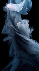 Fototapeta premium Abstract illustration, smoke, orange grey, concept, decoration white, yellow, silk Black Background generative AI