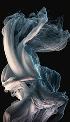 Naklejka premium Abstract illustration, smoke, orange grey, white, wave, light, yellow, silk Black Background generative AI