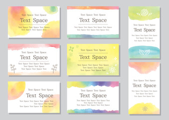 水彩風のかわいいカラフルなカード8点セット