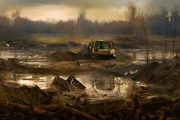 The Harsh Reality of Habitat Destruction: A Powerful Image Capturing Our Environmental Crisis - AI Generative