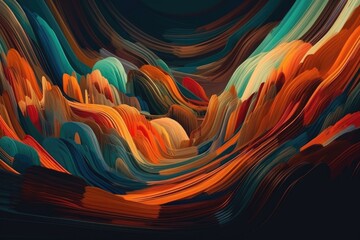 an abstract painting with vibrant colors against a dark backdrop. Generative AI