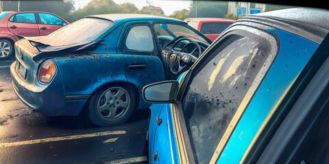 Damaged cars after street accident - Generative AI