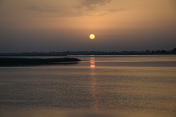 Sunrise at Chenab River, Panjnund Headworks, Punjab, Pakistan.