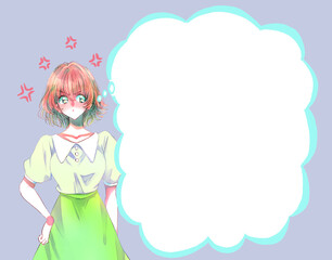 怒っている女性　ムカつきマーク　吹き出し