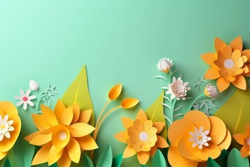 Spring flower background with copy space. Generative ai