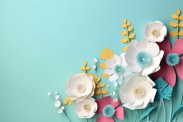 Spring flower background with copy space. Generative ai