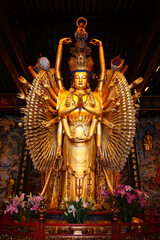 guan yin ,  gold guan yin , buddha , 1000 hand , chinese culture , 