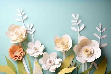 Fototapeta na wymiar Spring flower background with copy space. Generative ai