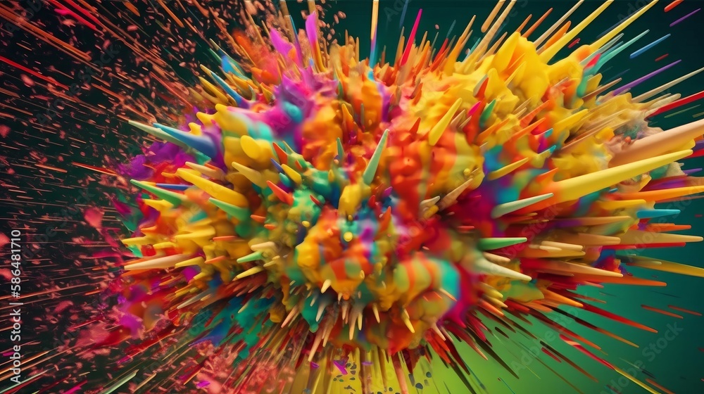 Poster explosion of colorful paint streaks, created with generative ai