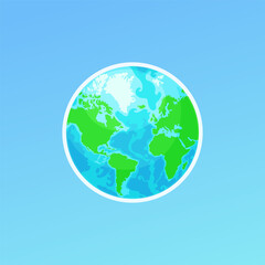 World globe planet Earth with continents and oceans. Flat vector illustration