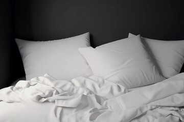 Fototapeta na wymiar Two white pillows on the bed. Generative ai