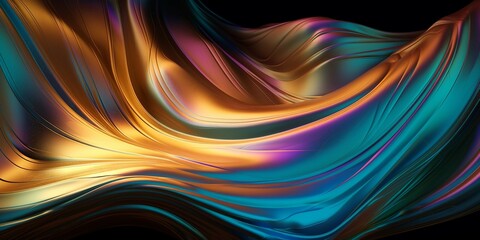 Obraz premium Schöner flüssiger Seide Satin Hintergrund mit irisierenden Regenbogen Farben, ai generativ