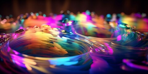 Schöner flüssiger Hintergrund mit irisierenden Regenbogen Farben, ai generativ