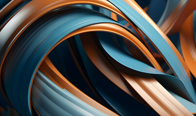 Modern Abstract Background, 3D Rendered Wallpaper, close-up of a petrol blue and orange swirl, created with Generative AI technology