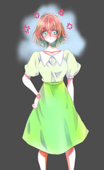 怒っている女性　ムカつきマーク