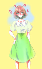 怒っている女性　ムカつきマーク