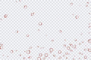 Red air bubbles, oxygen, champagne crystal clear, isolated on a transparent background of modern design. Vector illustration of EPS 10.