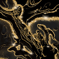 Obraz na płótnie Canvas Black And Gold Agate Pattern Hand Drawn Illustration
