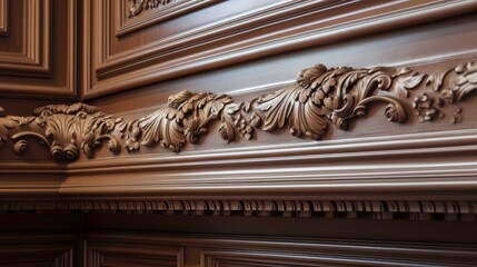 home interior detail design closeup of wall and door cornice treatment moulding detail house concept , image ai generate