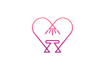 heart and furniture line art style logo