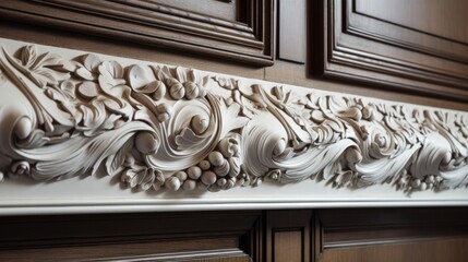 home interior detail design closeup of wall and door cornice treatment moulding detail house concept , image ai generate