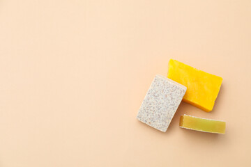 Soap - spa, beauty procedures and skin care concept, space for text