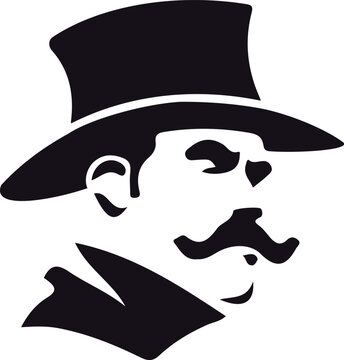 Gentleman with Mustache and Hat Vintage Classics Logo