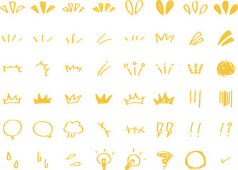 Obraz premium イラスト素材：かわいい手書きのリアクションアイコンセット（ベクター）
